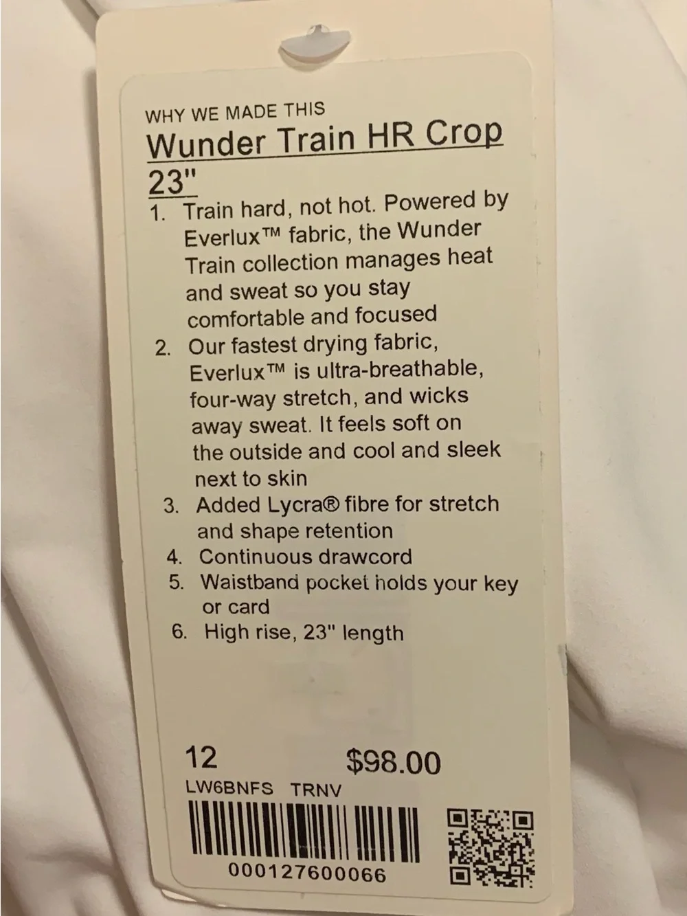 Lululemon Wunder Train HR Crop 23